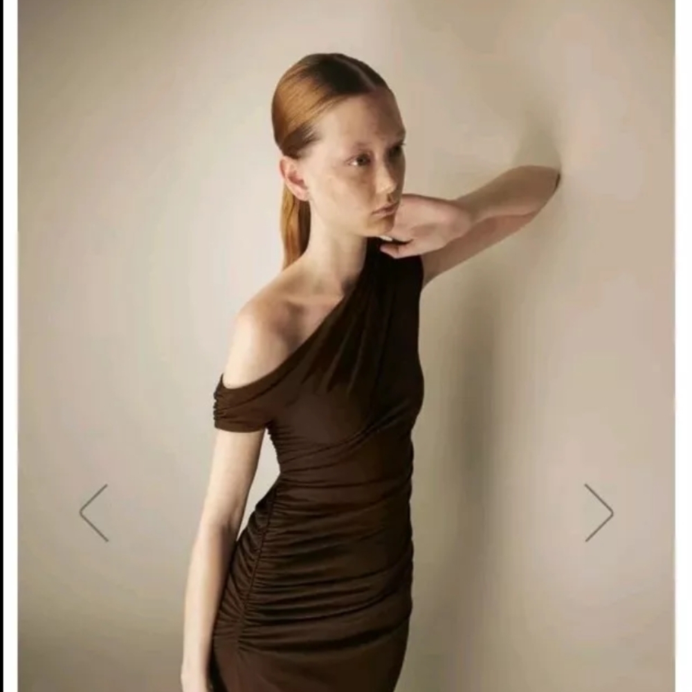 Zeynep Arcay One Shoulder Ruched Jersey Maxi Dress ~ SZ 4 / BNWOT